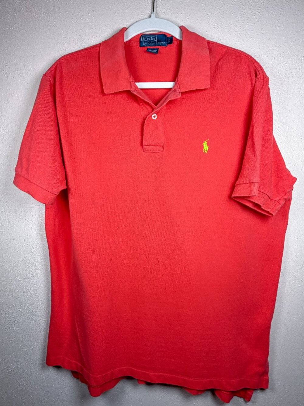 Vintage 80s Polo Ralph Lauren Polo Shirt Men's L Coral Red 100% Cotton